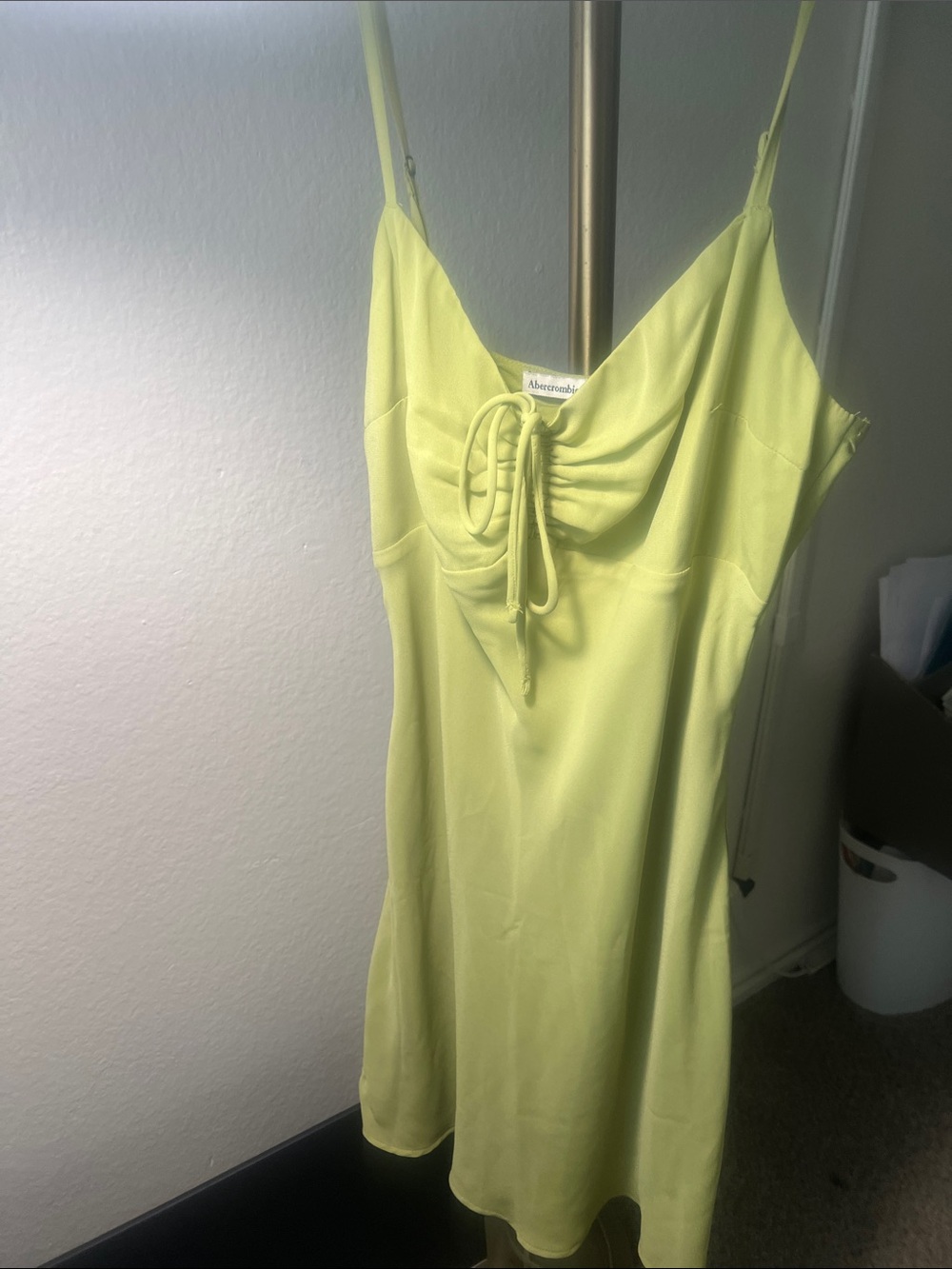 Abercrombie & Fitch Lime Green Slip Dress with Front Tie Detail